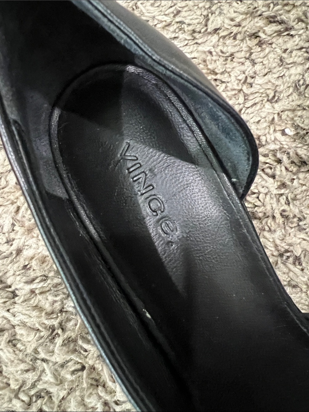 Vince Vero Cuoio Black Leather Square-Toe Low Wedge Heels Size 6.5 - Picture 4 of 6